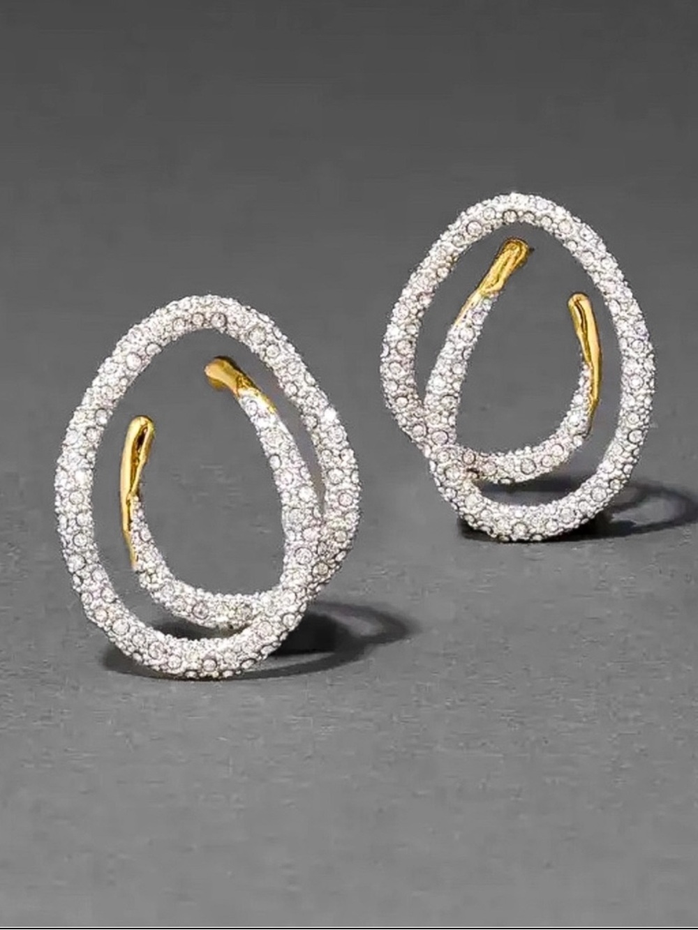 Alexis Bittar Crystal Pave Double Loop Earrings with Gold Accents